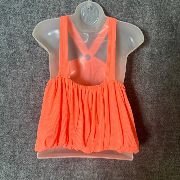 Free People Just A Fling Shirt Womens Small Coral Ribbed Blouson Tank Top Boho‎ - Picture 3 of 10